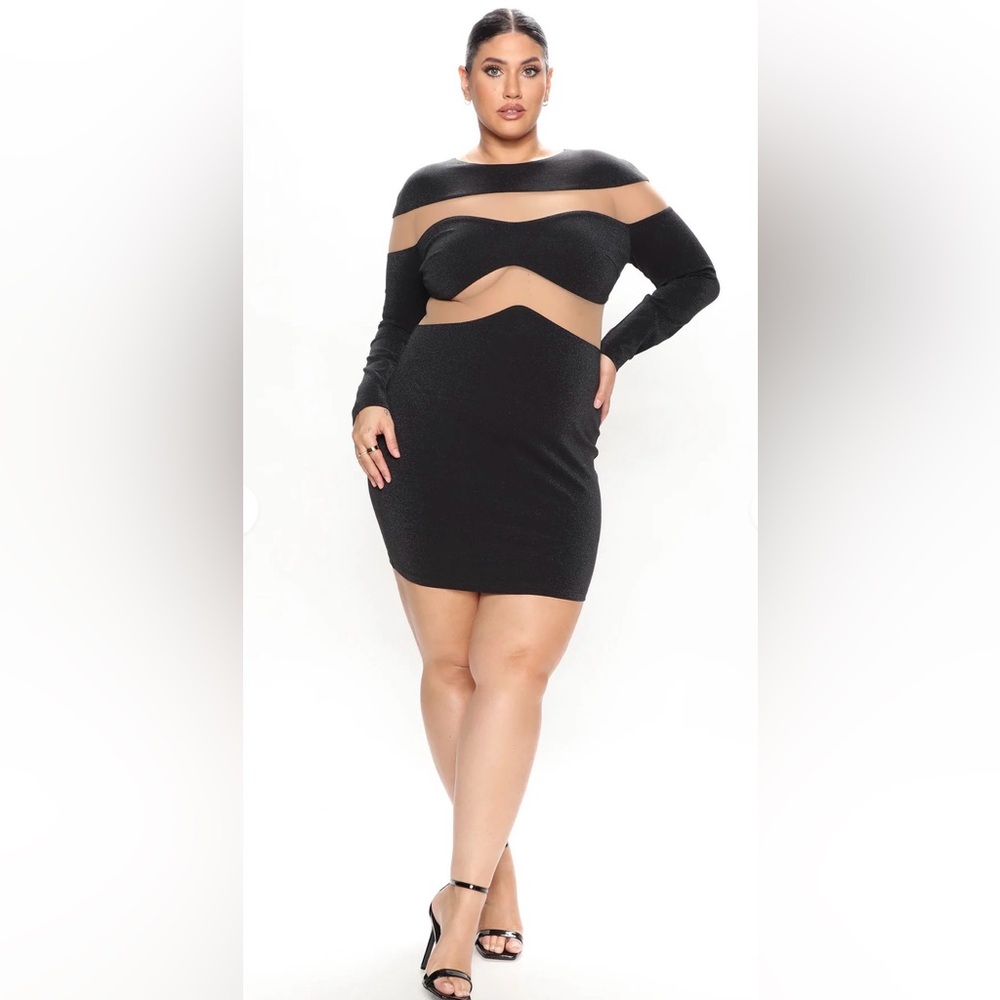 Fashion Nova Black Long Sleeve Mini Dress size 1X